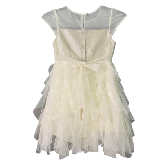 Jona Michelle Girls Special Occasion Dress Ivory Golden Sequin Floral Sz 7 NWOT - Picture 9 of 12